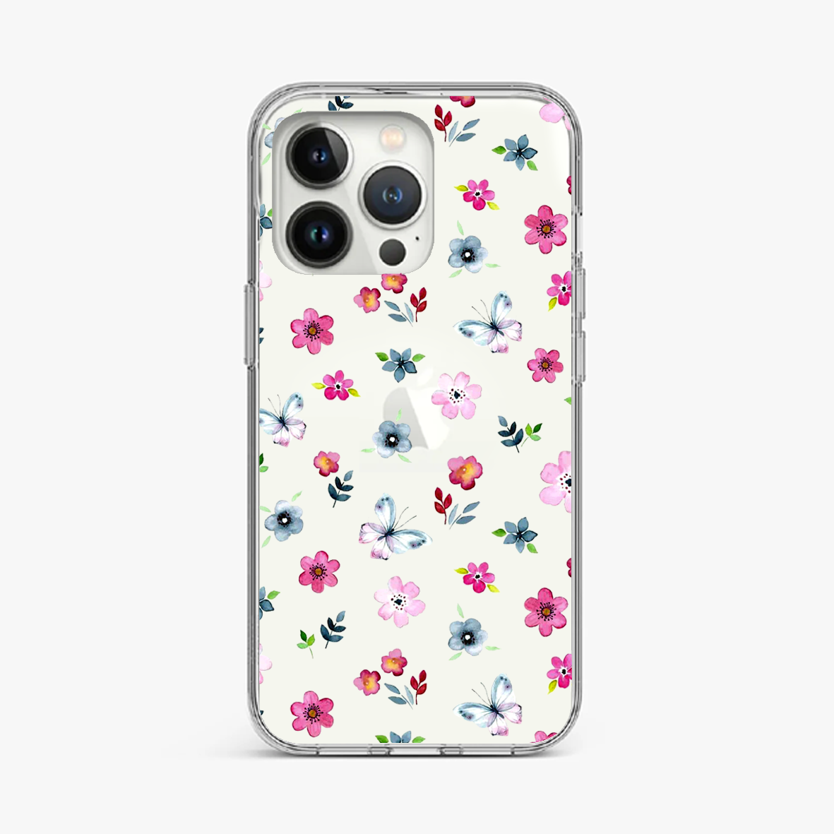 Wildflower And Butterfly Pattern Clear Case