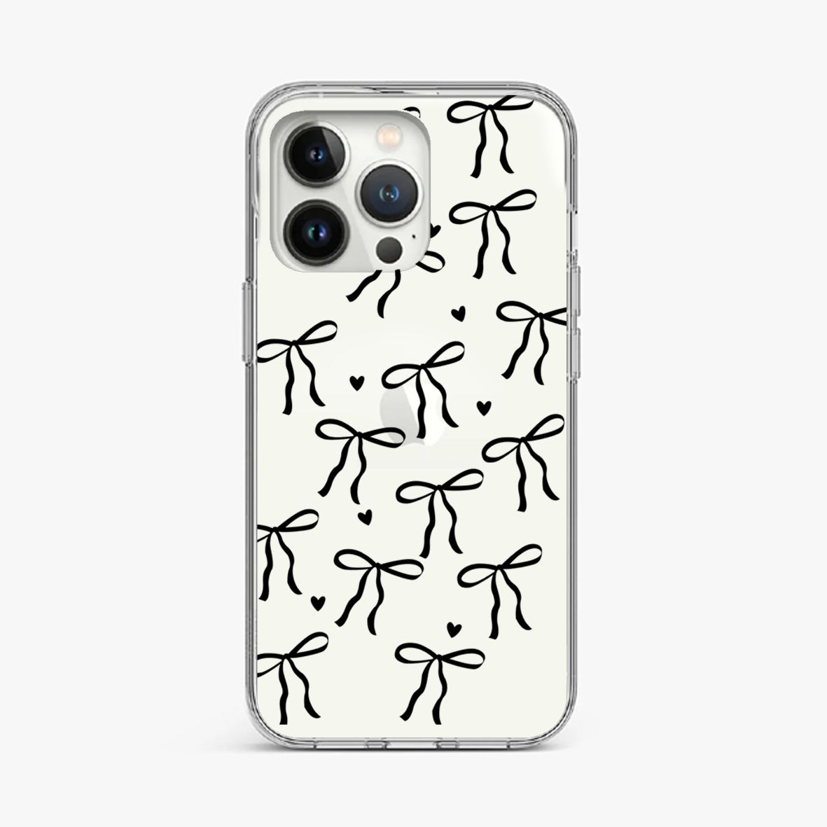Black Bows and Hearts Pattern Clear Case