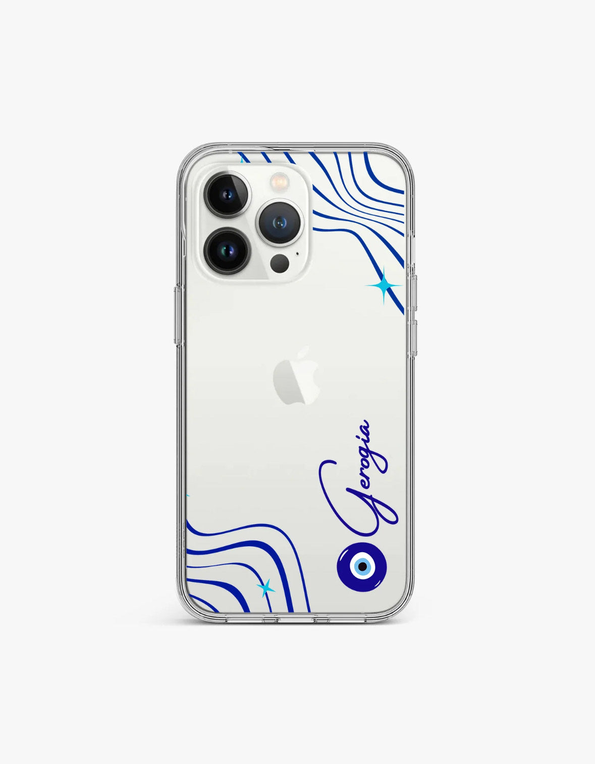 Aesthetic Evil Eye Clear Case with Customized Name