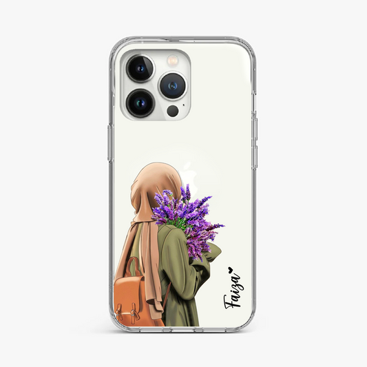 Girl with Lavender Personalized Name Clear Case