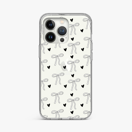 Minimalist Bow and Heart Pattern Clear Case