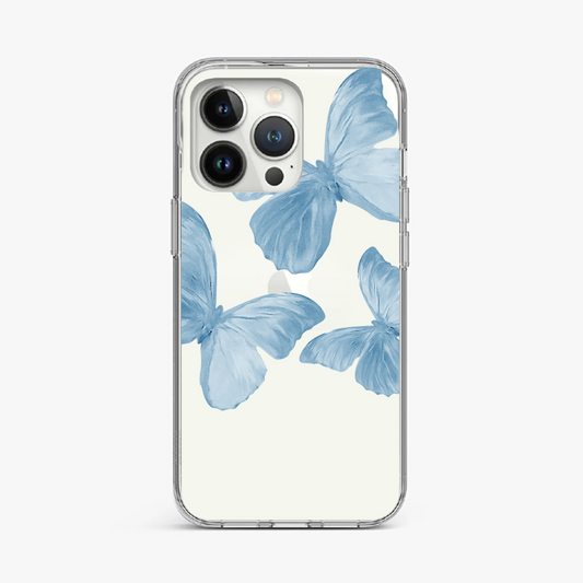 Aesthetic Blue Butterfly Clear Case