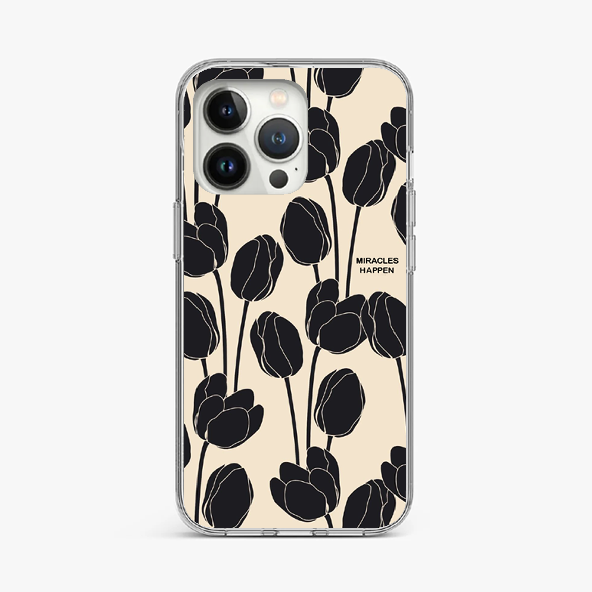 "Miracles Happen" Black Tulip Phone Case