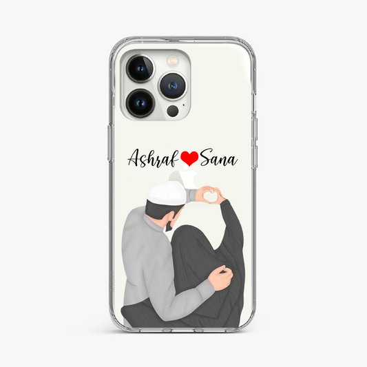 Couple Art Clear Case with Customized Name