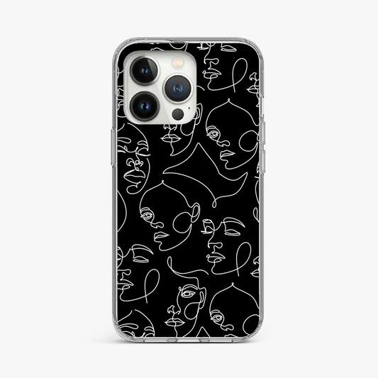 Abstract Line Art Faces Phone Case