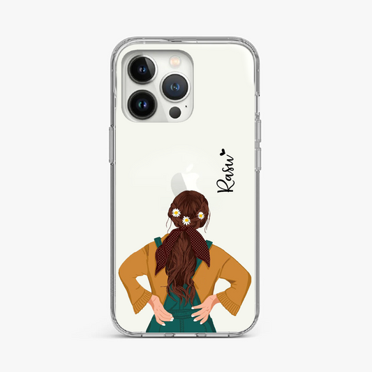 Girl With Daisies Clear Case with Customized Name
