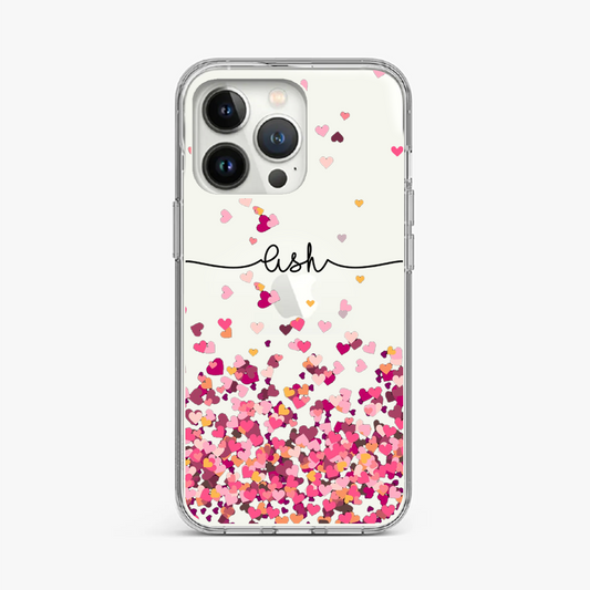 Personalized Heart Confetti Clear Case