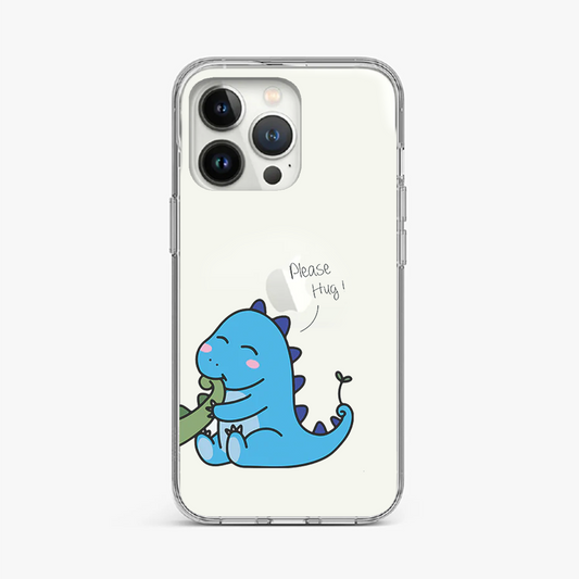 Cartoon Blue Dinosaur Illustration Clear Case