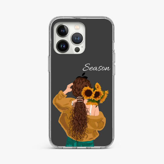 Sunflower Bouquet Illustration Clear Case with Customized Name