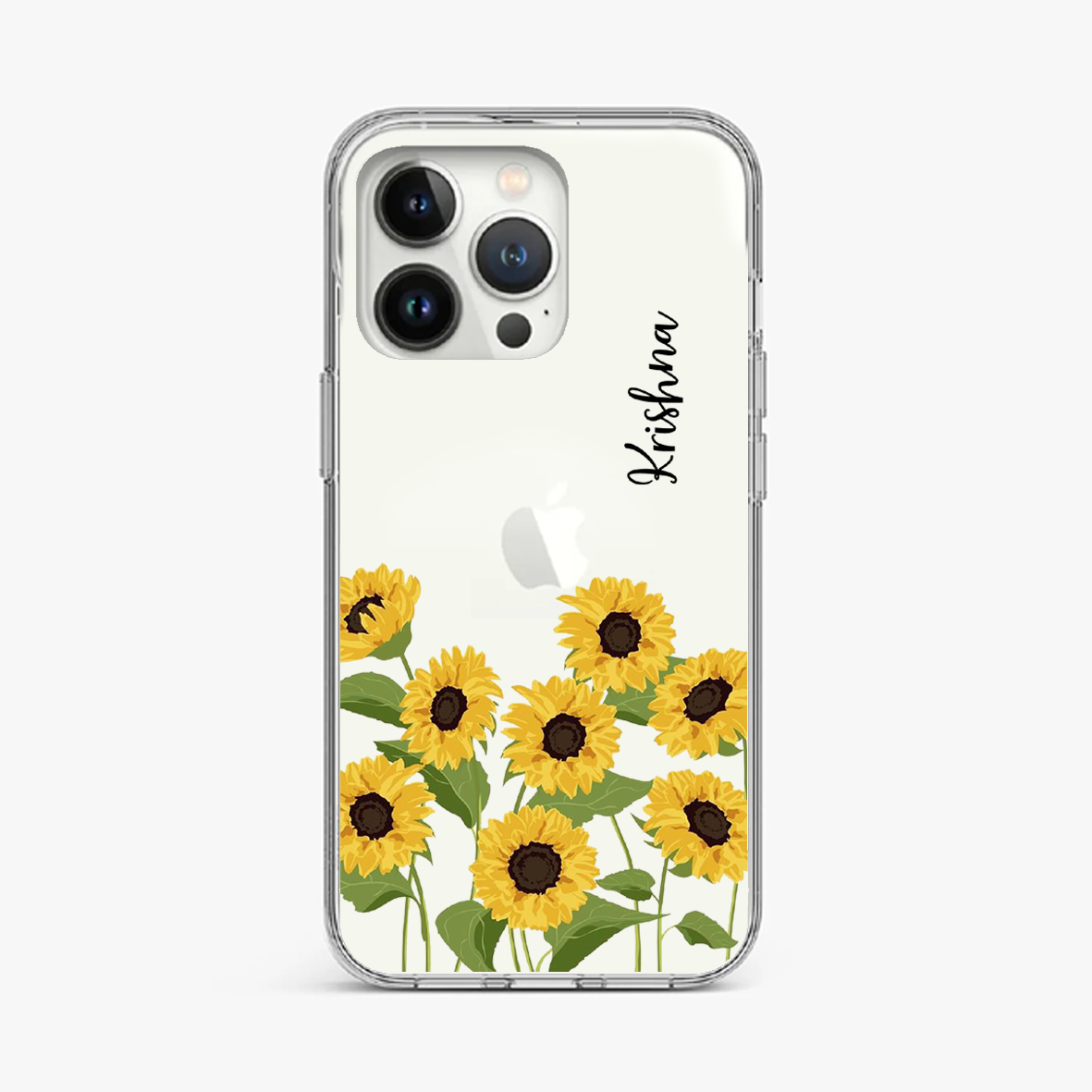 Sunflower Clear Case with Customized Name