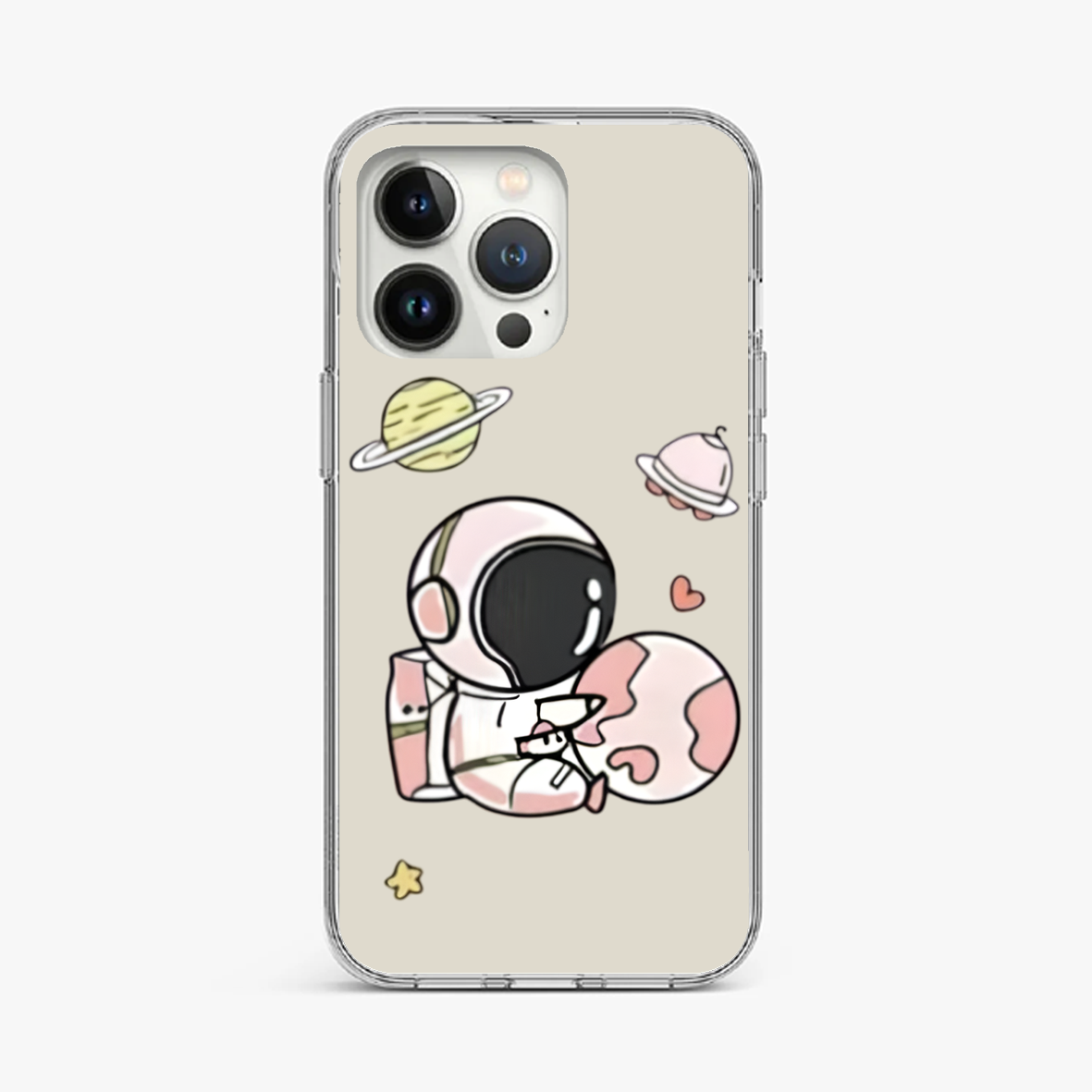 Cute Pink Astronaut and Planets Phone Case