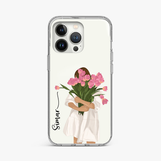 Floral Bouquet Clear Case with Personalized Name