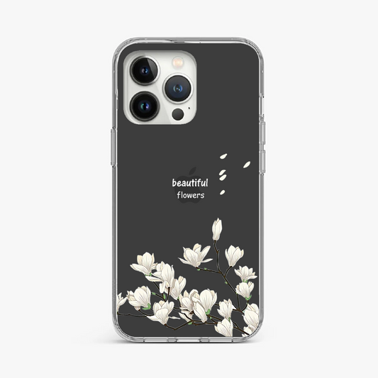 Minimalist White Magnolia Clear Case