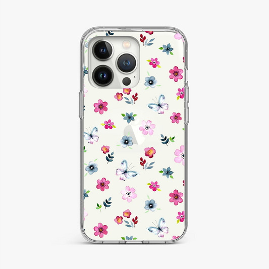 Wildflower And Butterfly Pattern Clear Case