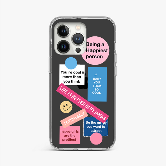 Colorful Quote and Emoji Clear Case