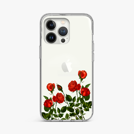 Vintage Red Floral Clear Case