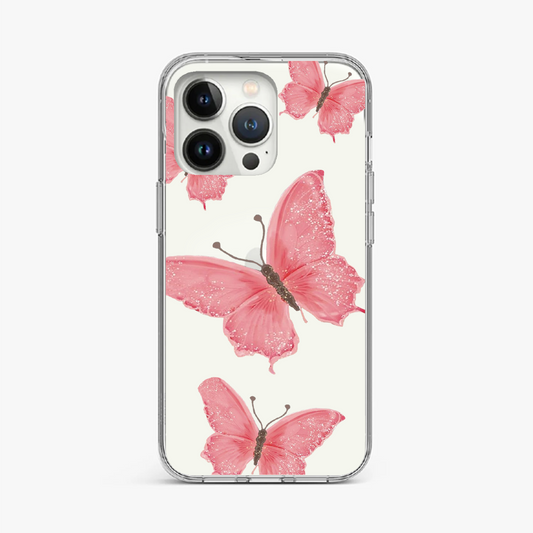 Pink Shimmer Butterfly Clear Case