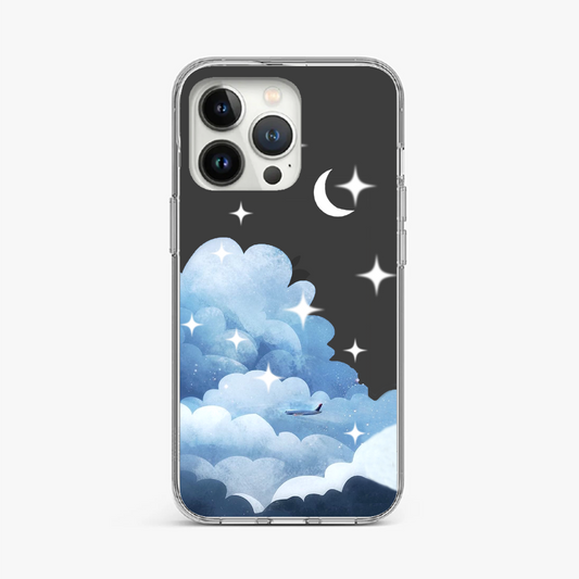 Starry Night Sky with Clouds Clear Case