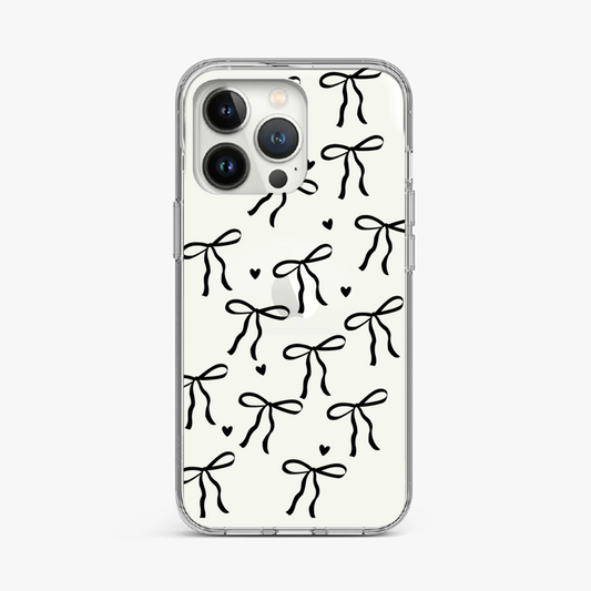 Black Bows and Hearts Pattern Clear Case