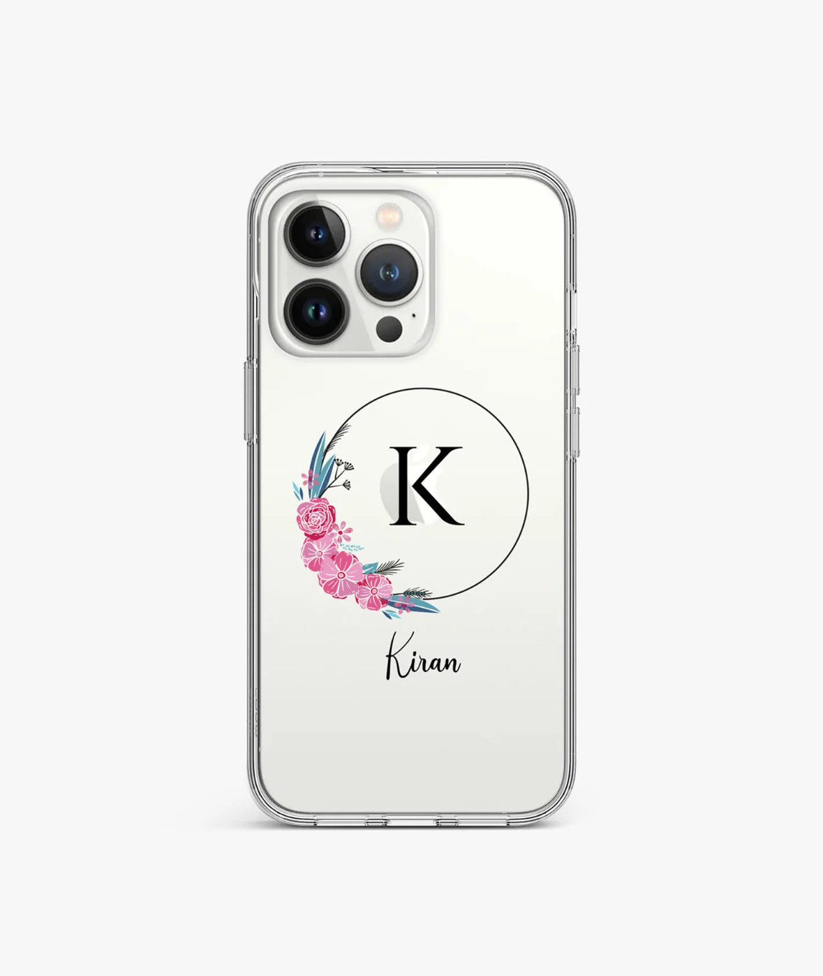 Floral Ring  Clear Case with Customized Name